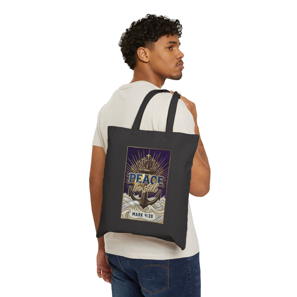 Peace Be Still tote | Christian scripture tote, Mark 4:39 canvas