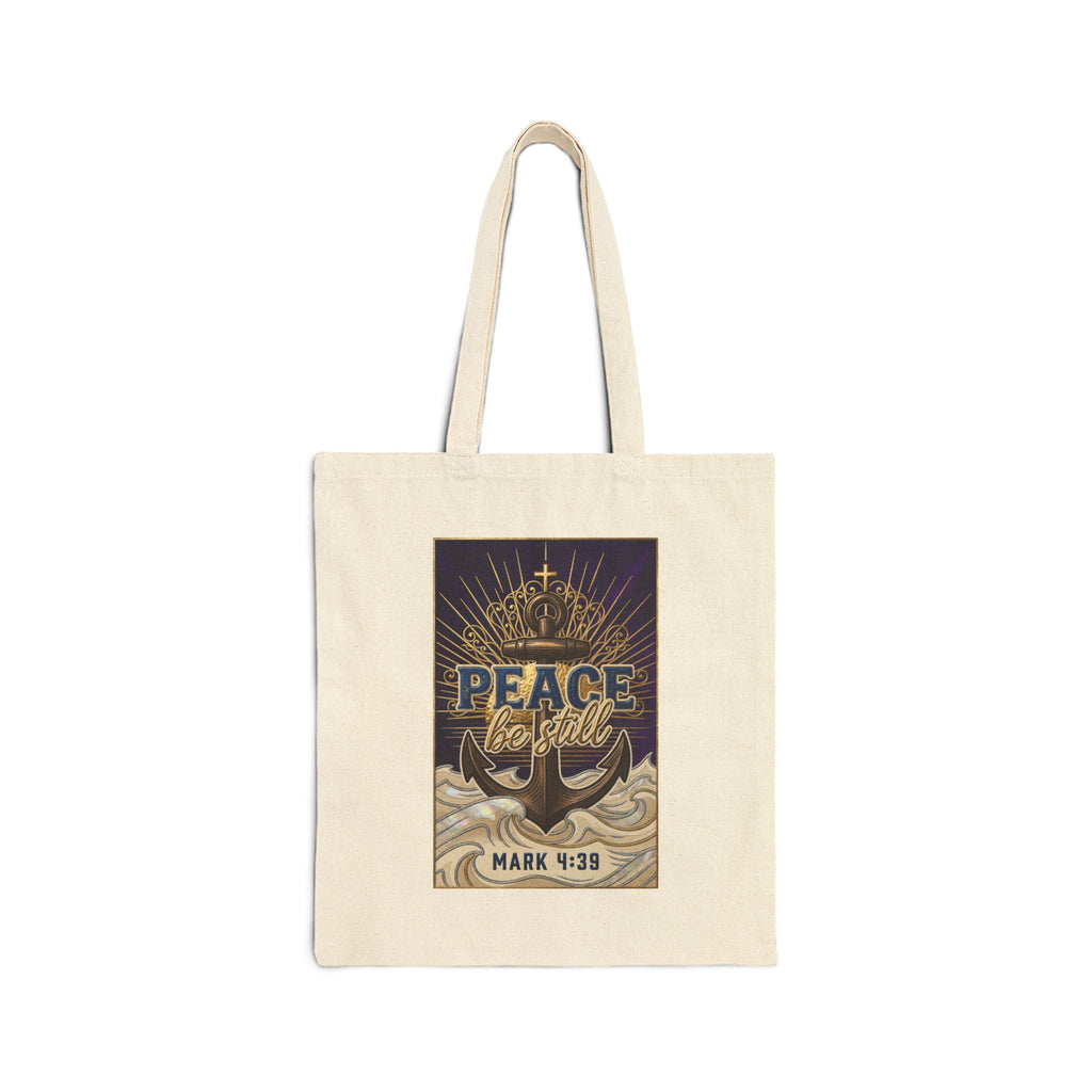 Peace Be Still tote | Christian scripture tote, Mark 4:39 canvas