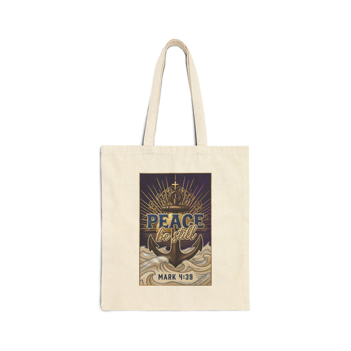 Peace Be Still tote | Christian scripture tote, Mark 4:39 canvas
