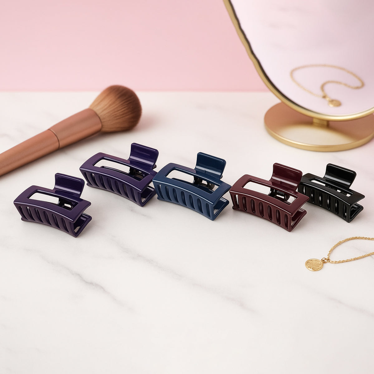 Matte Finish Rectangle Hair Claw Clip For Women And Girls  Assorted Color Pack  1 Pc